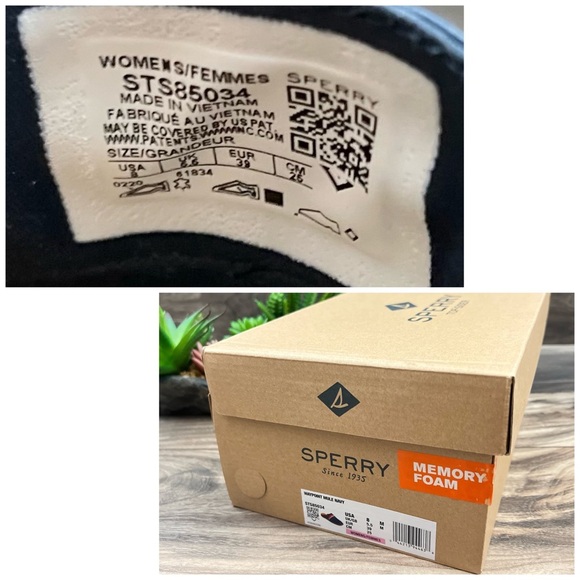 NIB Sperry Waypoint Leather Mule Slip On Shoes 8M Navy Memory Foam - Picture 11 of 12